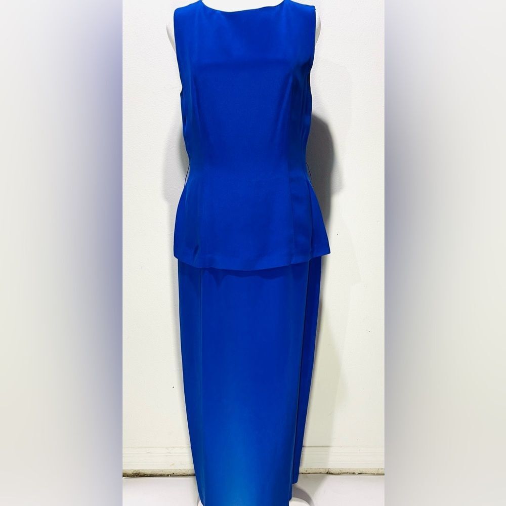 YL By Yair maxi Silk dress cocktail wedding party bride’s Mother blue women’s 12